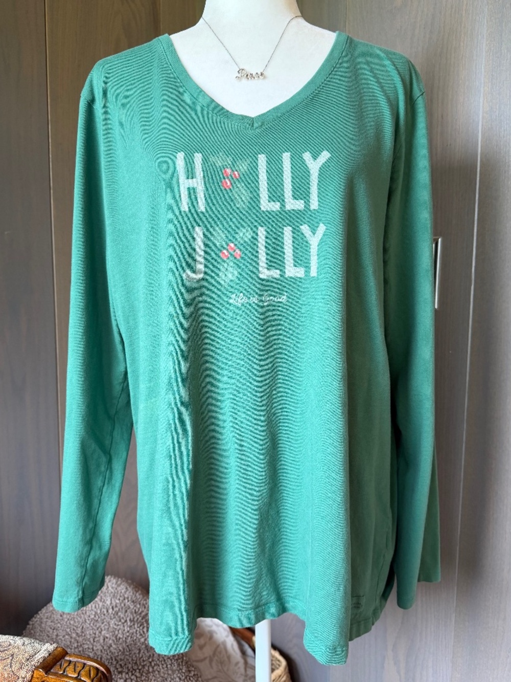 Life Is Good Holiday Long Sleeve Tee ‘HOLLY JOLLY’ XXL